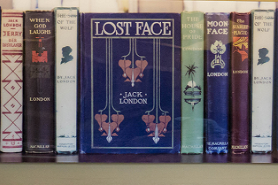 Spines of Jack London books