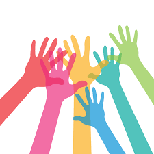 Raised multi-colored hands